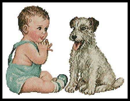 Baby and Dog by Artecy printed cross stitch chart